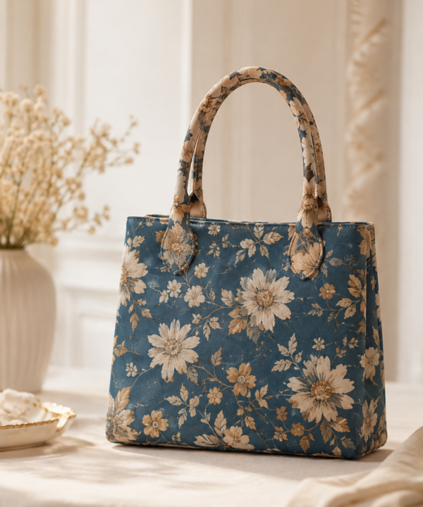Women’s Floral Printed Tote Bag – DEEP TEAL