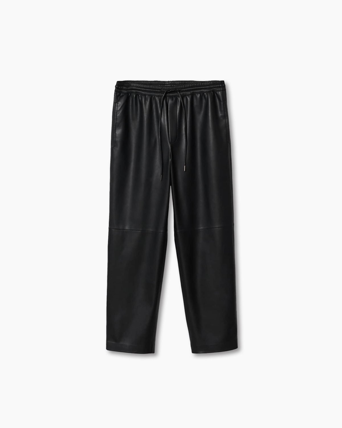 Leather-effect elastic waist trousers