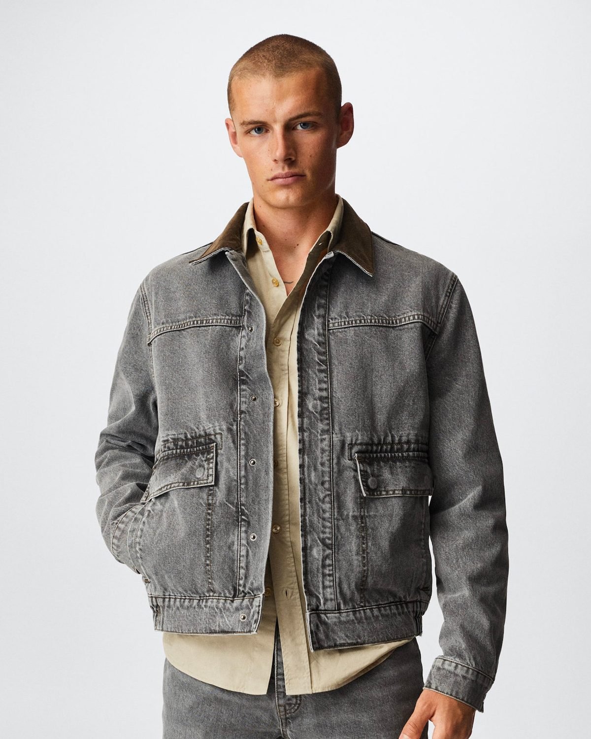 Collar denim jacket - Image 2